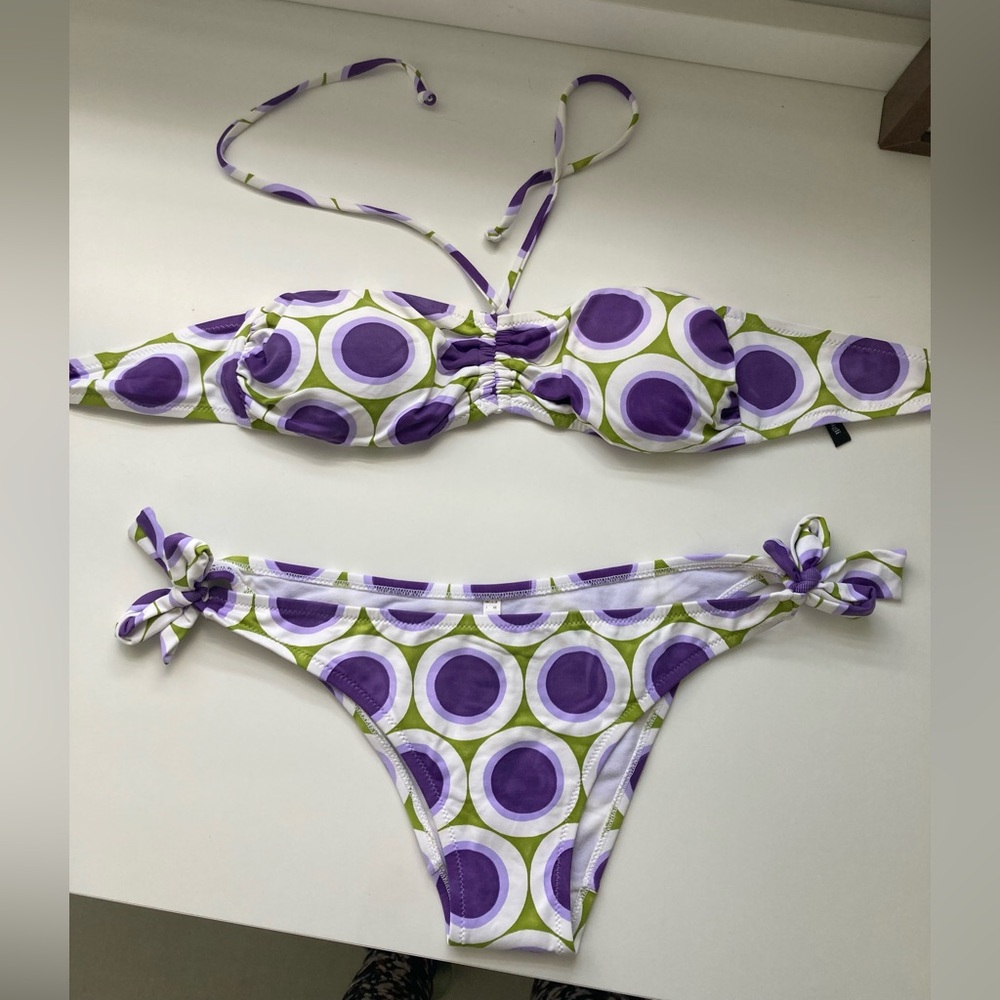 🎁 NWT H.J.T Beachwear Bisbigli Italian Classic Two Pcs Tie Side & Back Bikini